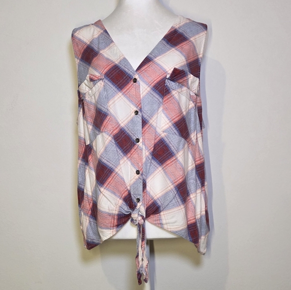 Plaid Button-Up Top - Picture 1 of 5